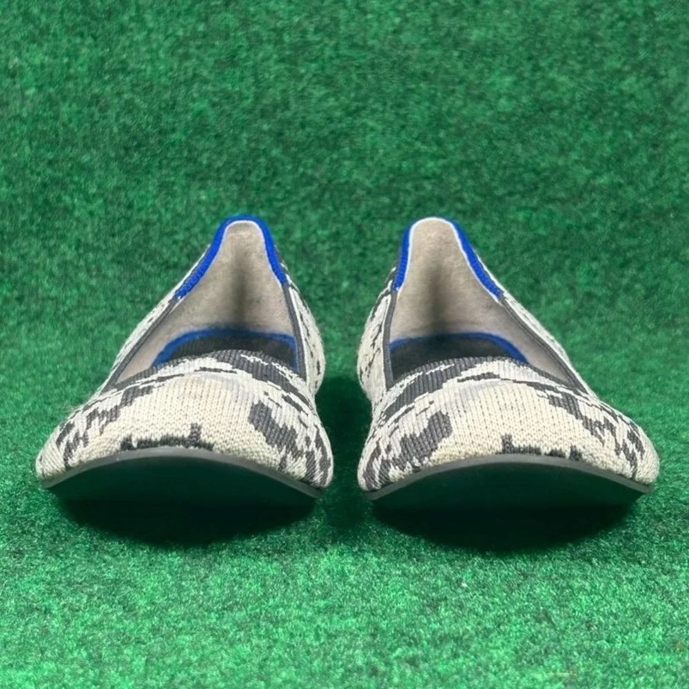 Rothys The Flat Round Toe Knit Ash Grey Camouflage Flats Womens 10‎ Rubber Sole